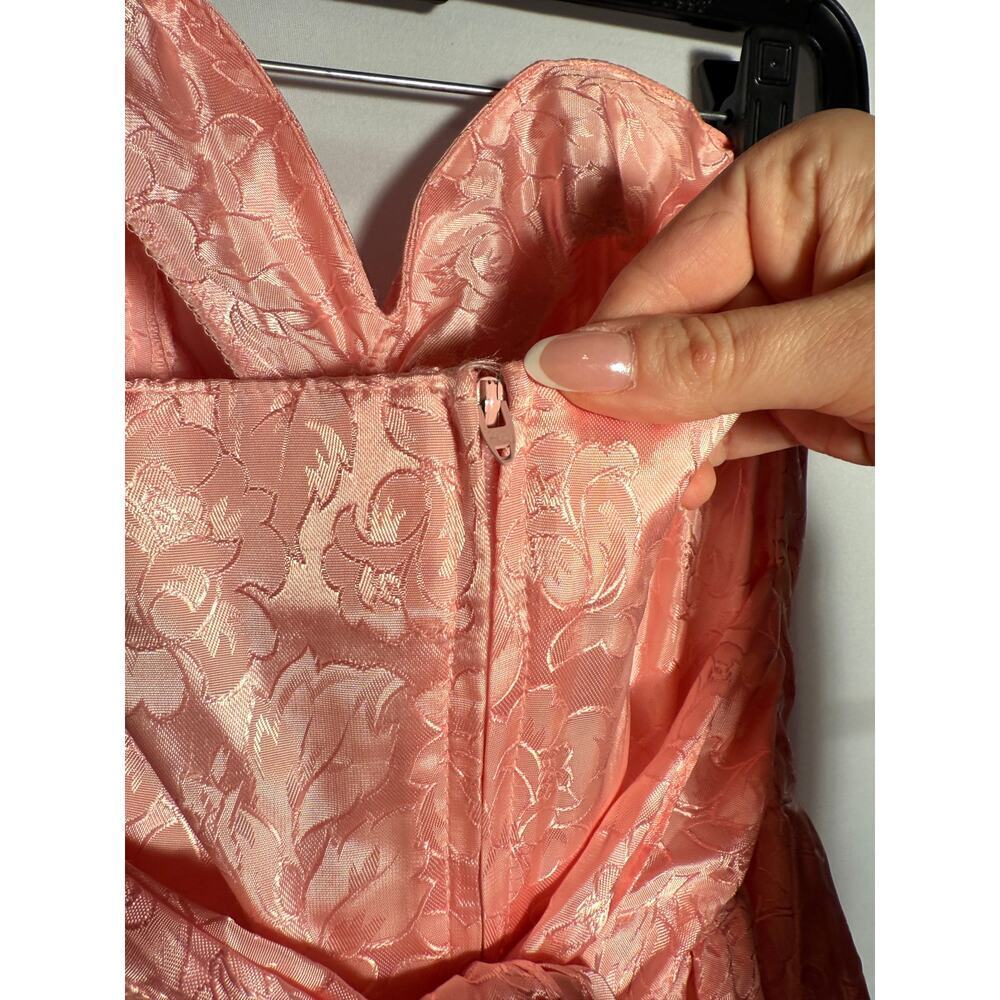 Vintage 80's Steppin Out Pink Floral Tiered Strapless Mini Cocktail Dress - Picture 9 of 12